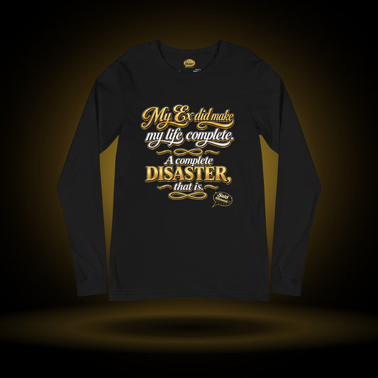 A Complete Disaster long sleeve, black, with a gold glow