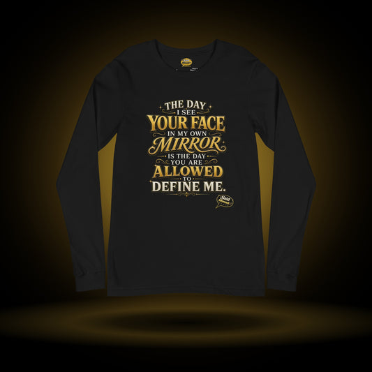 Allowed to Define Me long sleeve, black, with a gold glow