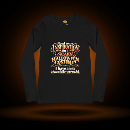 My Ex Could Be Your Model Halloween long sleeve, black, with an orange glow