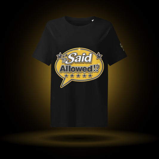 Said Allowed logo tee, black, with a gold glow