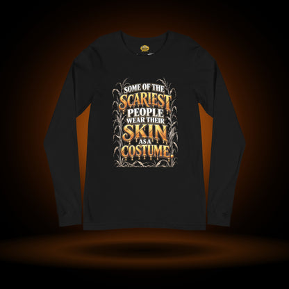 Skin as a Costume Halloween long sleeve, black, with an orange glow
