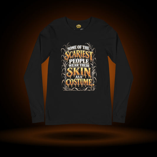 Skin as a Costume Halloween long sleeve, black, with an orange glow